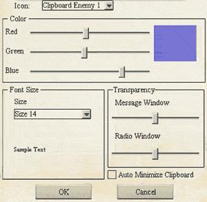 The ICON adjustment panel